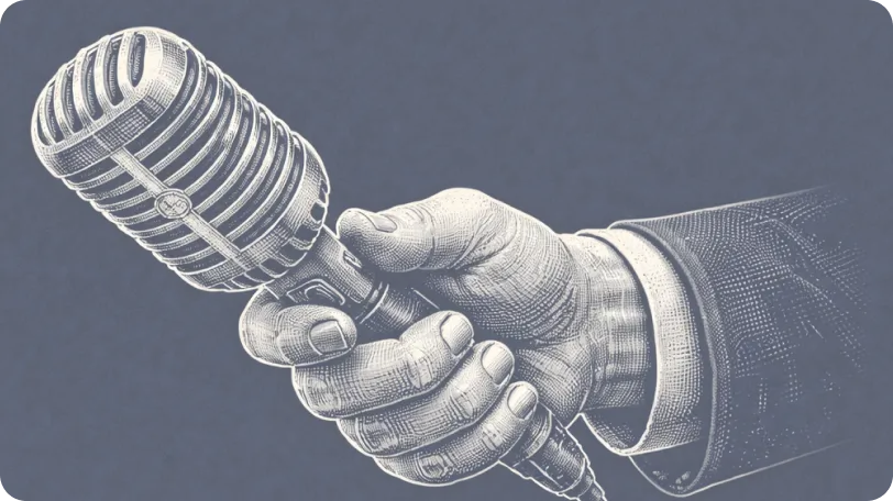 Abstract Hand holding microphone